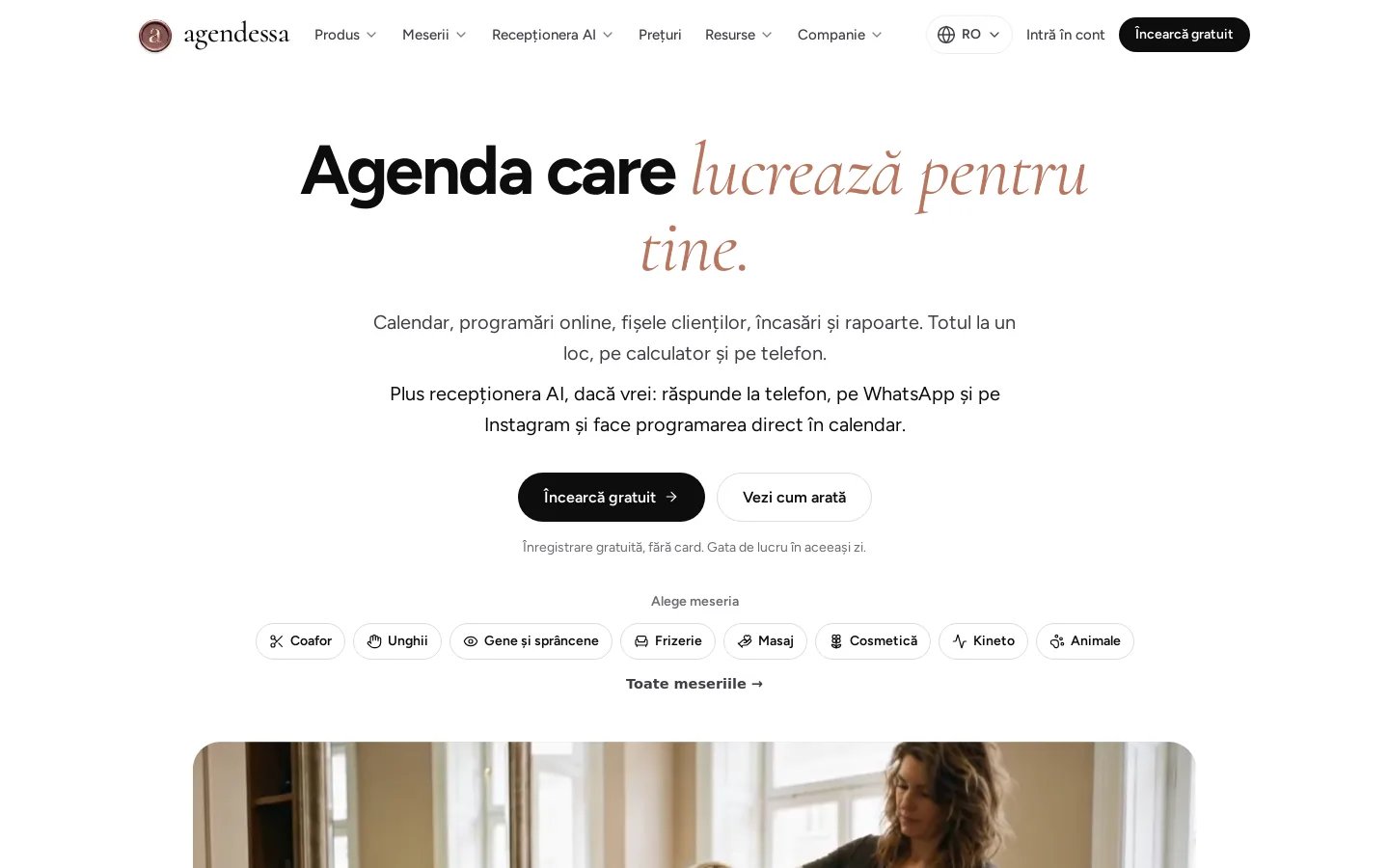 Prima pagină a site-ului agendessa.com