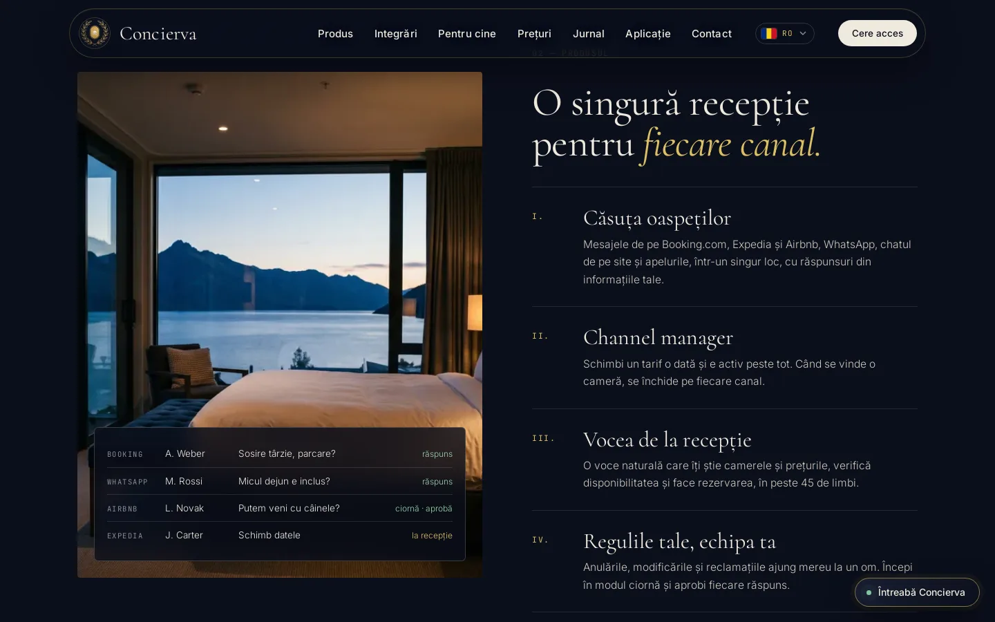 O singură recepție: căsuța oaspeților, channel manager și vocea de la recepție