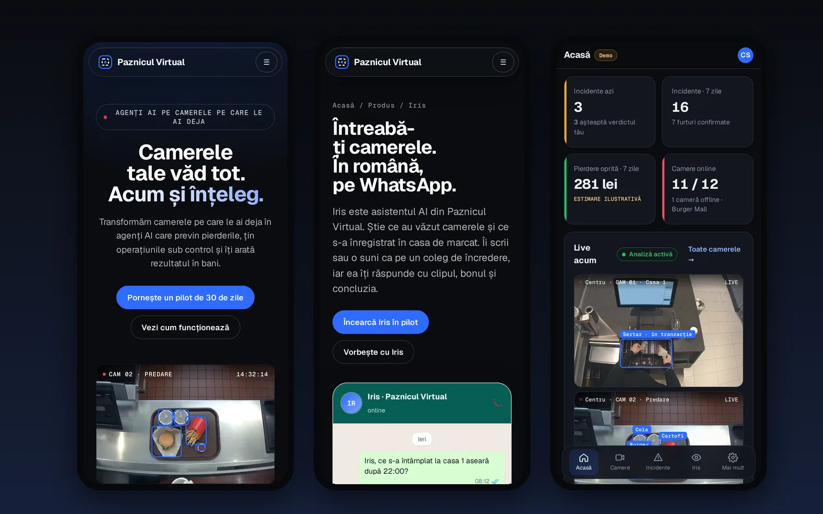 Pe telefon: site-ul, Iris și dashboard-ul